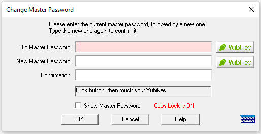 Key Change dialog box